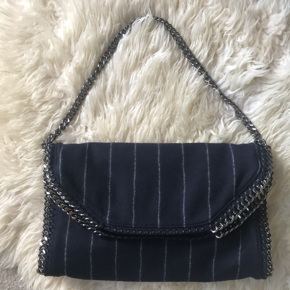 Stella McCartney Falabella Pinstripe Fold-Over Tote - Picture 11 of 14